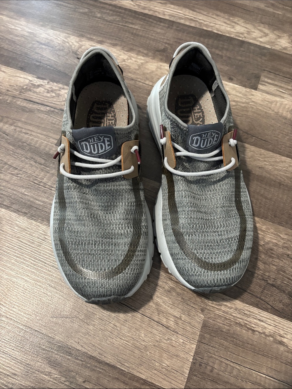Hey Dude Men's Knit Slip-On Sneakers in Olive and White
